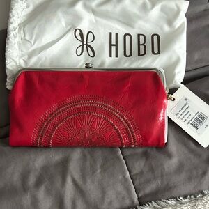 HOBO Vibrant Red Clutch with Intricate Design
